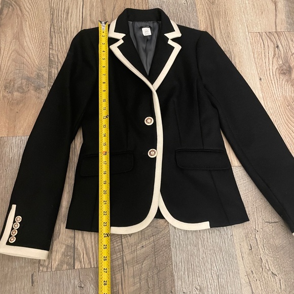 JCrew Lexington Women’s Blazer Black White Trim 100% Wool - Size 6 - Picture 2 of 9